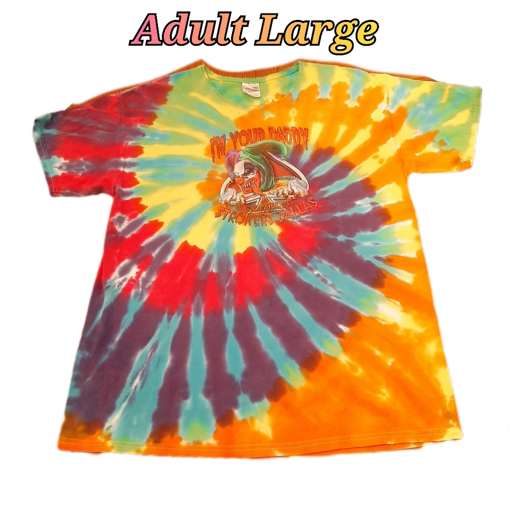 🛍I'm Your Daddy Adult L Tie Dye T-Shirt Strokers Dallas Decorative Trim Neck
